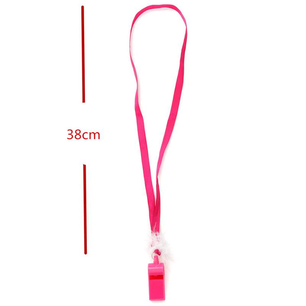 10pcs Hot Pink Hen Party Fluffy Whistles with Strap