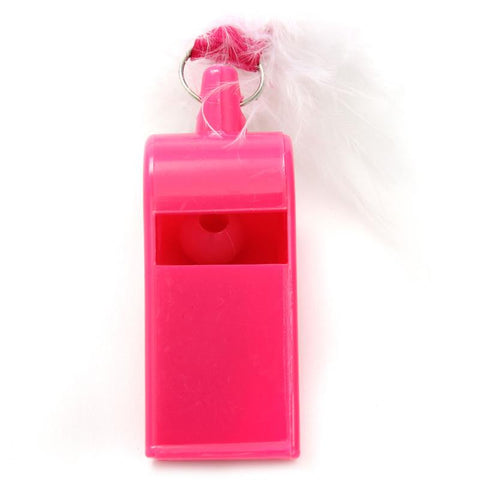 10pcs Hot Pink Hen Party Fluffy Whistles with Strap