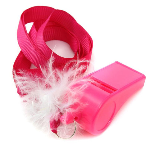 10pcs Hot Pink Hen Party Fluffy Whistles with Strap