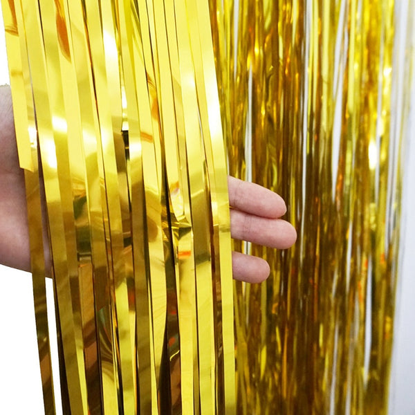 Gold Foil Fringe Tinsel Curtain