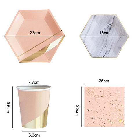 Gold Blocking Marble Texture Paper Tableware